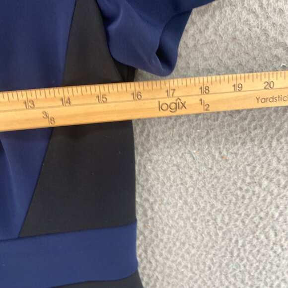 Tahari Dress Womens 6 Navy Colorblock Fit & Flare Scuba Stretch Short Sleeves - Picture 7 of 11